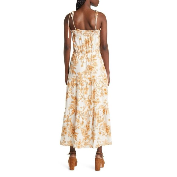 Lost + Wonder NEW Nightfall Floral Tie Strap Maxi Dress in Brown Floral Size Xl - Picture 2 of 8